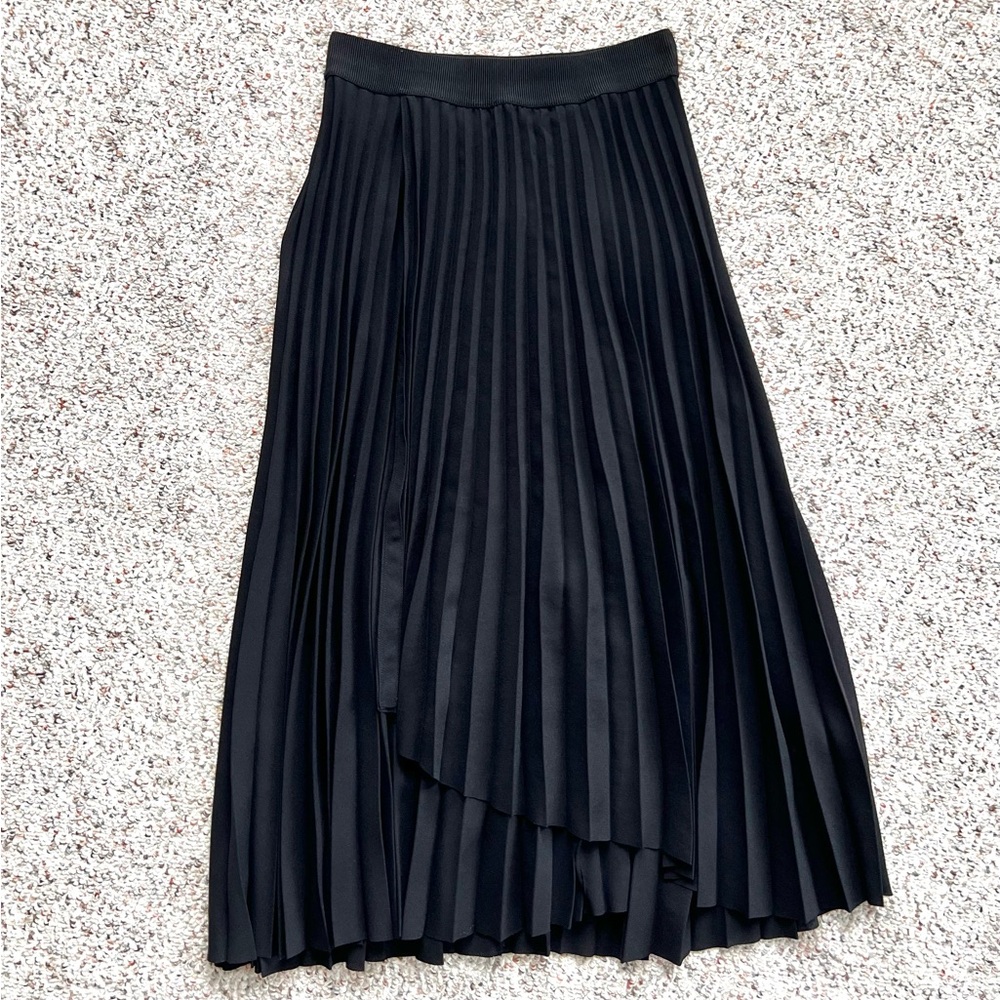 COS Black Pleated Midi A-Line Skirt